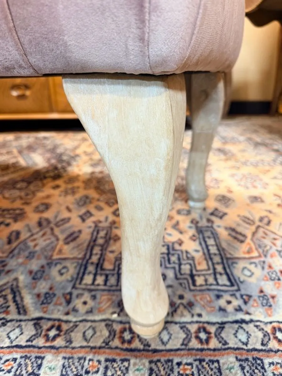 Blush Tufted Bed End Bench with Cabriole Legs - Image 3