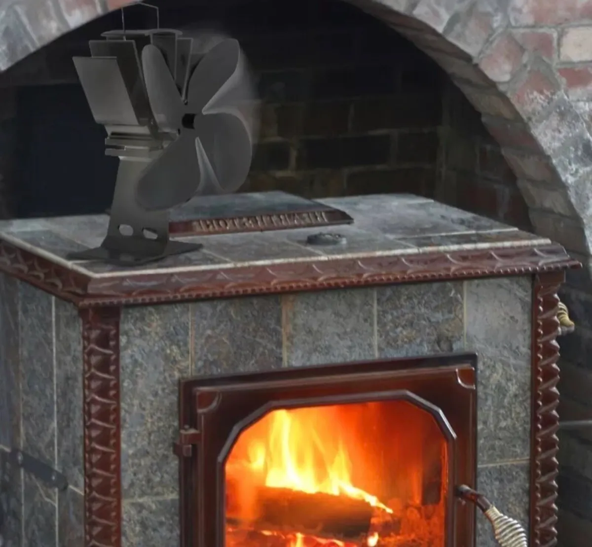4 Blade Stove Top Fan with Temperature Gauge NEW - Image 3