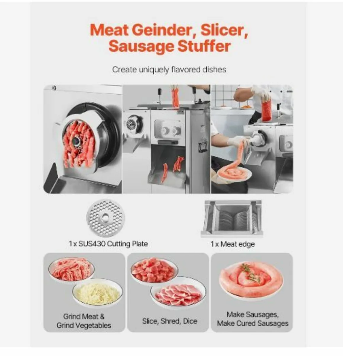 Meat Grinder, 14 Lbs/Min Electric Meat Grinder - Image 2