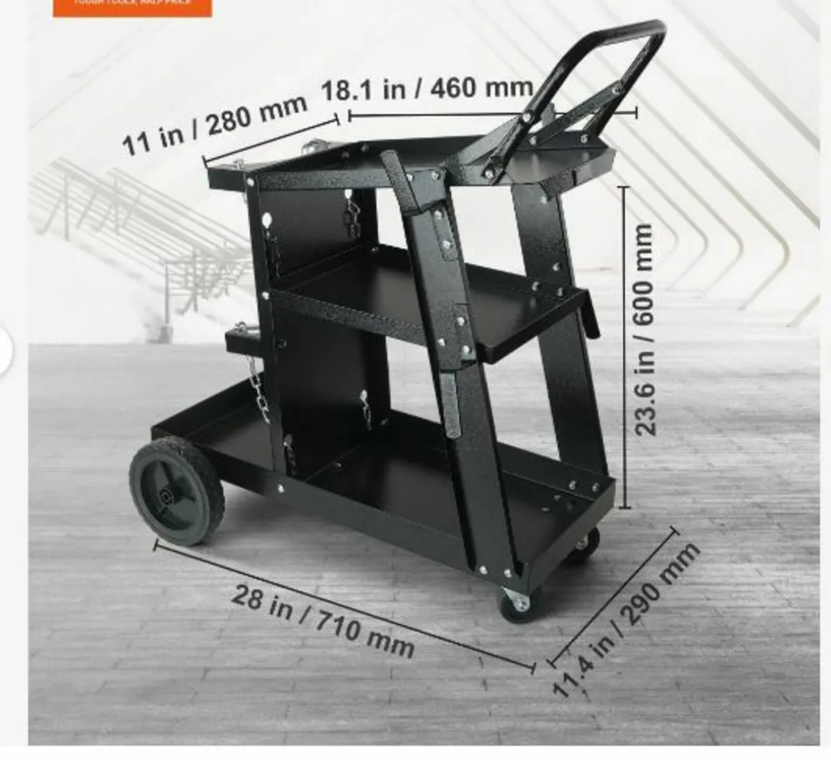 Welding Cart, 3-Tier Heavy Duty - Image 2