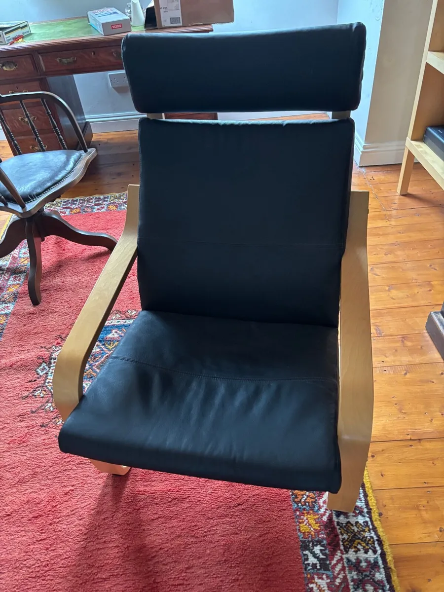 Chair. Ikea Black Leather Poang - Image 1