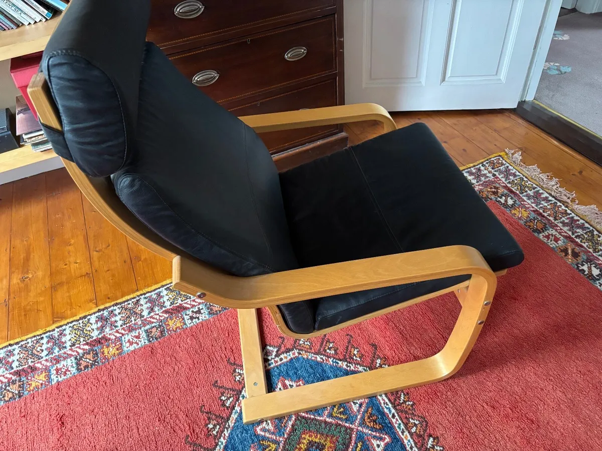 Chair. Ikea Black Leather Poang - Image 2