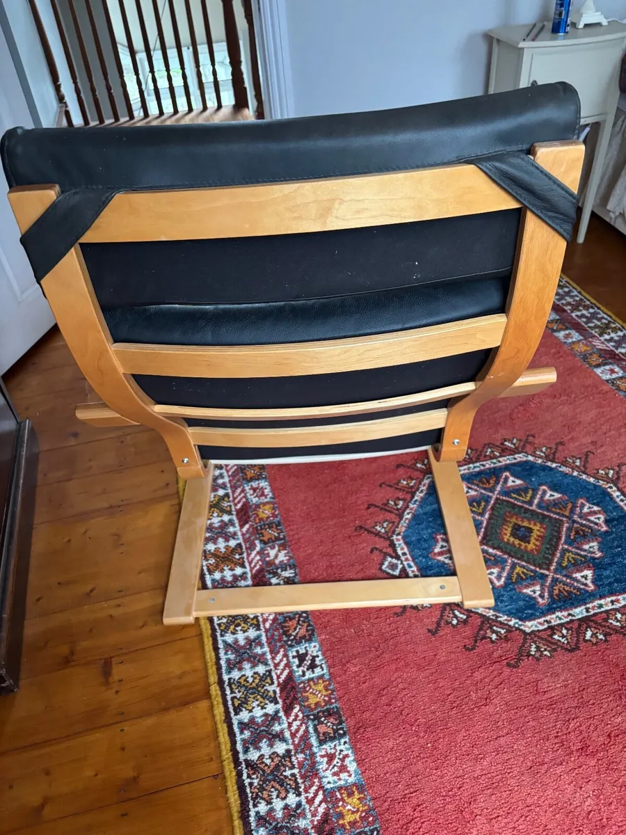 Chair. Ikea Black Leather Poang - Image 4