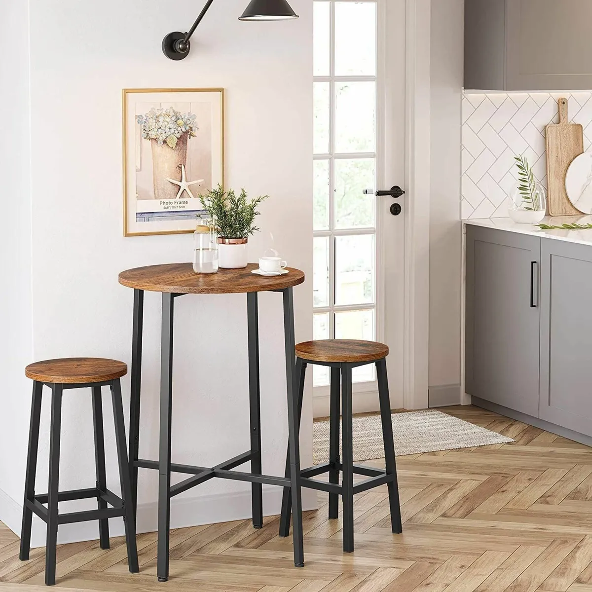 4 x NEW Rustic Brown Kitchen Bar Stools - FREE P&P - Image 2