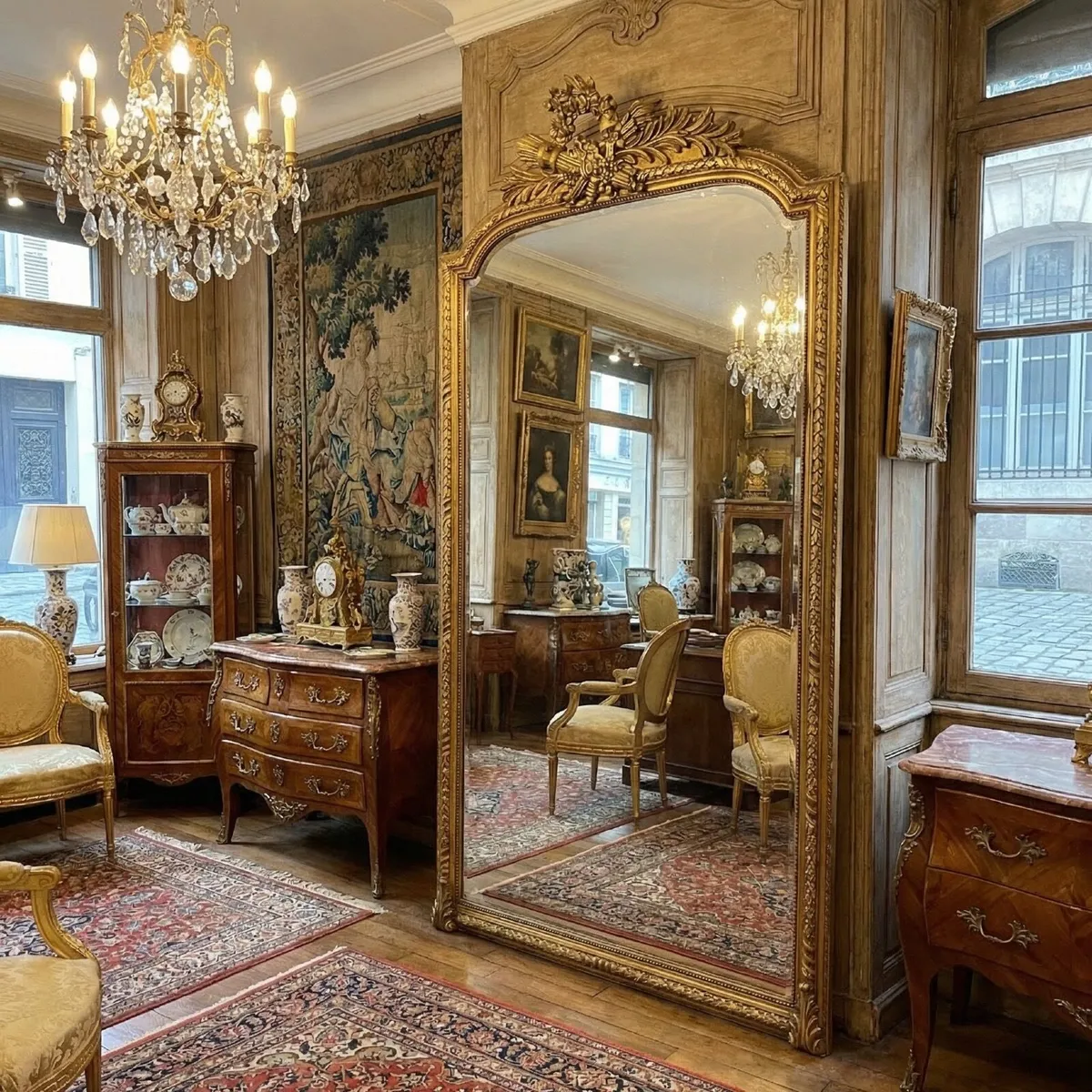 Very large floor standing mirror.