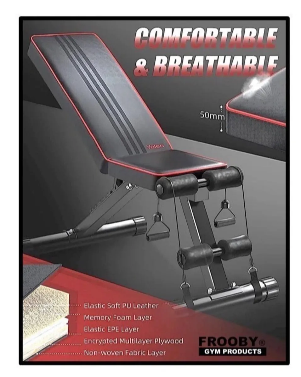 Foldable Adjustable Weight Exercise Bench NEW - Image 3