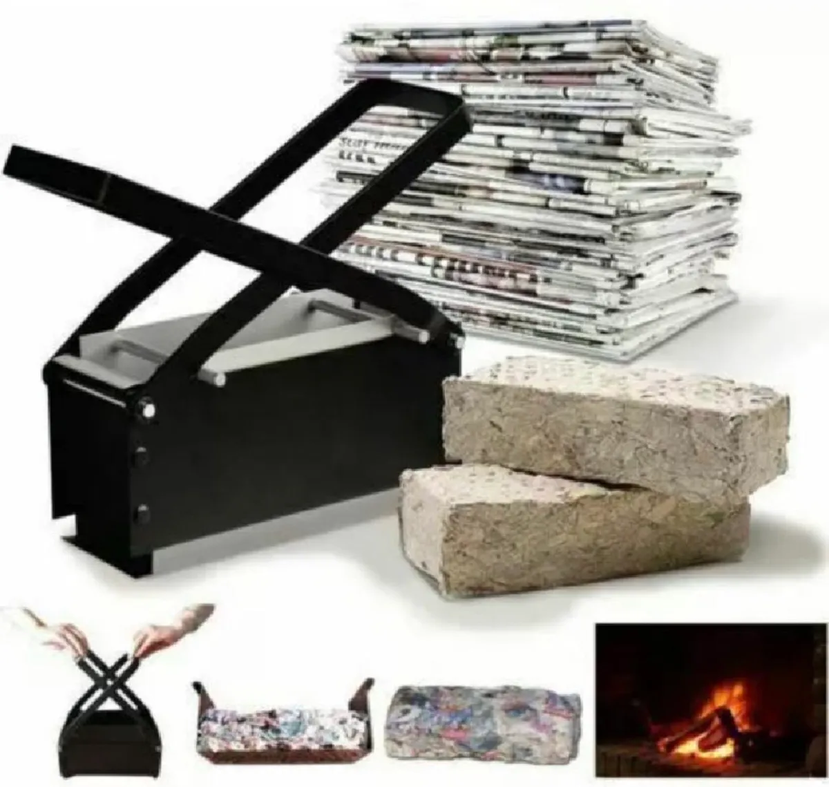 Paper Briquette Fire Log Firelog Maker Press NEW - Image 1