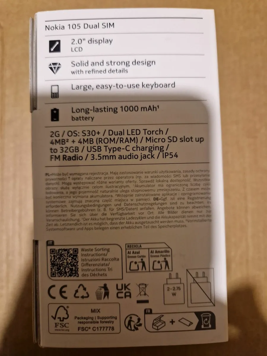 NEW AND SEALED Nokia 105 Dual Sim Mobile - Image 2