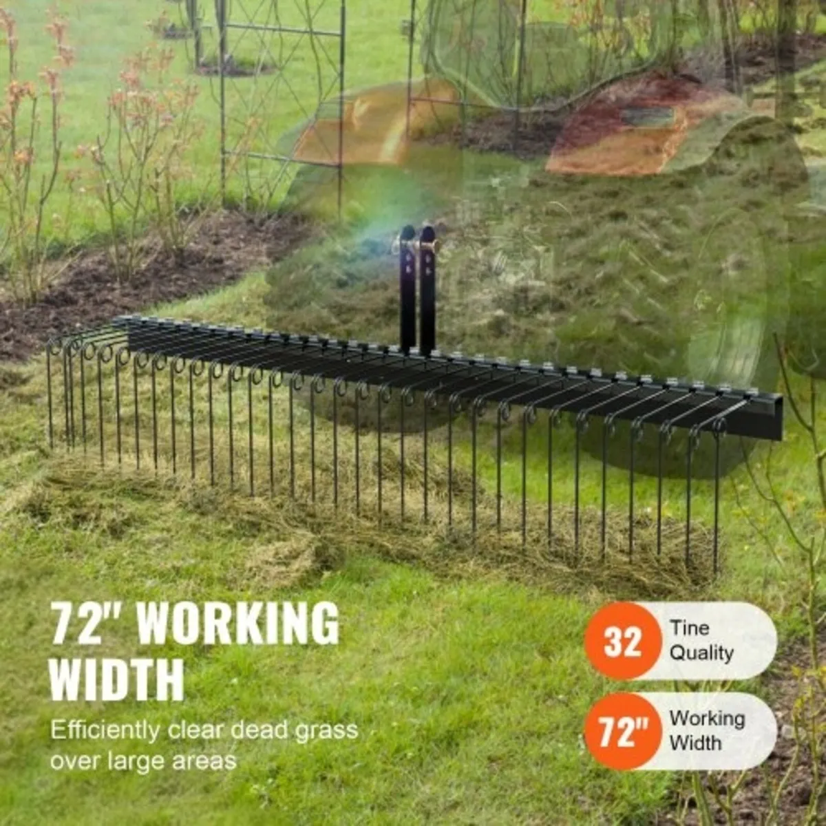 Tow Behind Landscape Rake 72"/183 cm Lawn Dethatch - Image 2