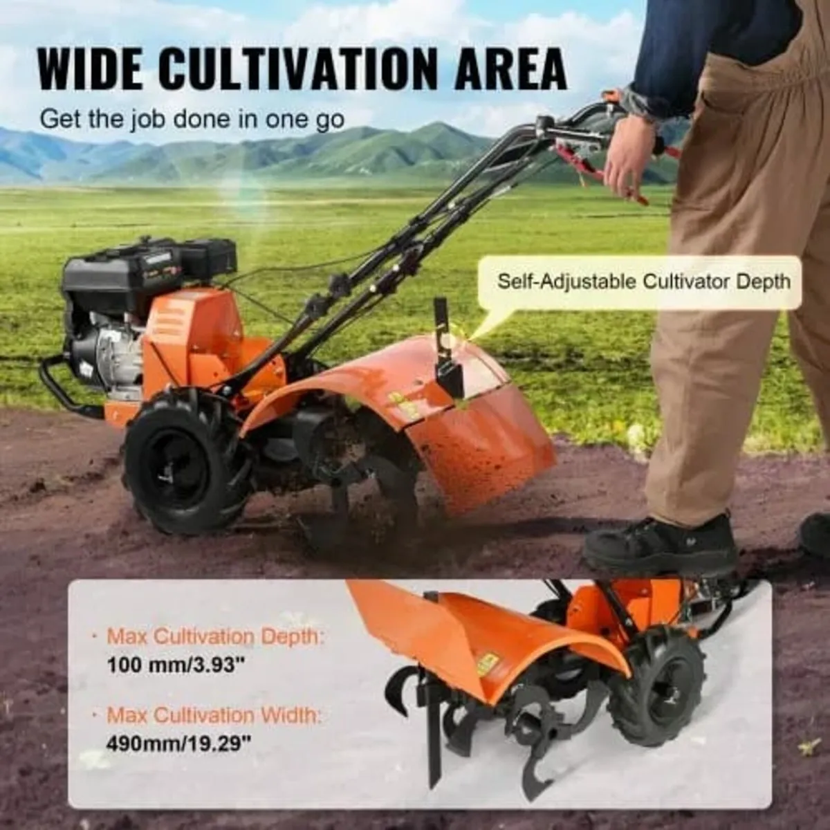 Tiller Cultivator Gas Powered, 212CC 4-Stroke Gard - Image 4