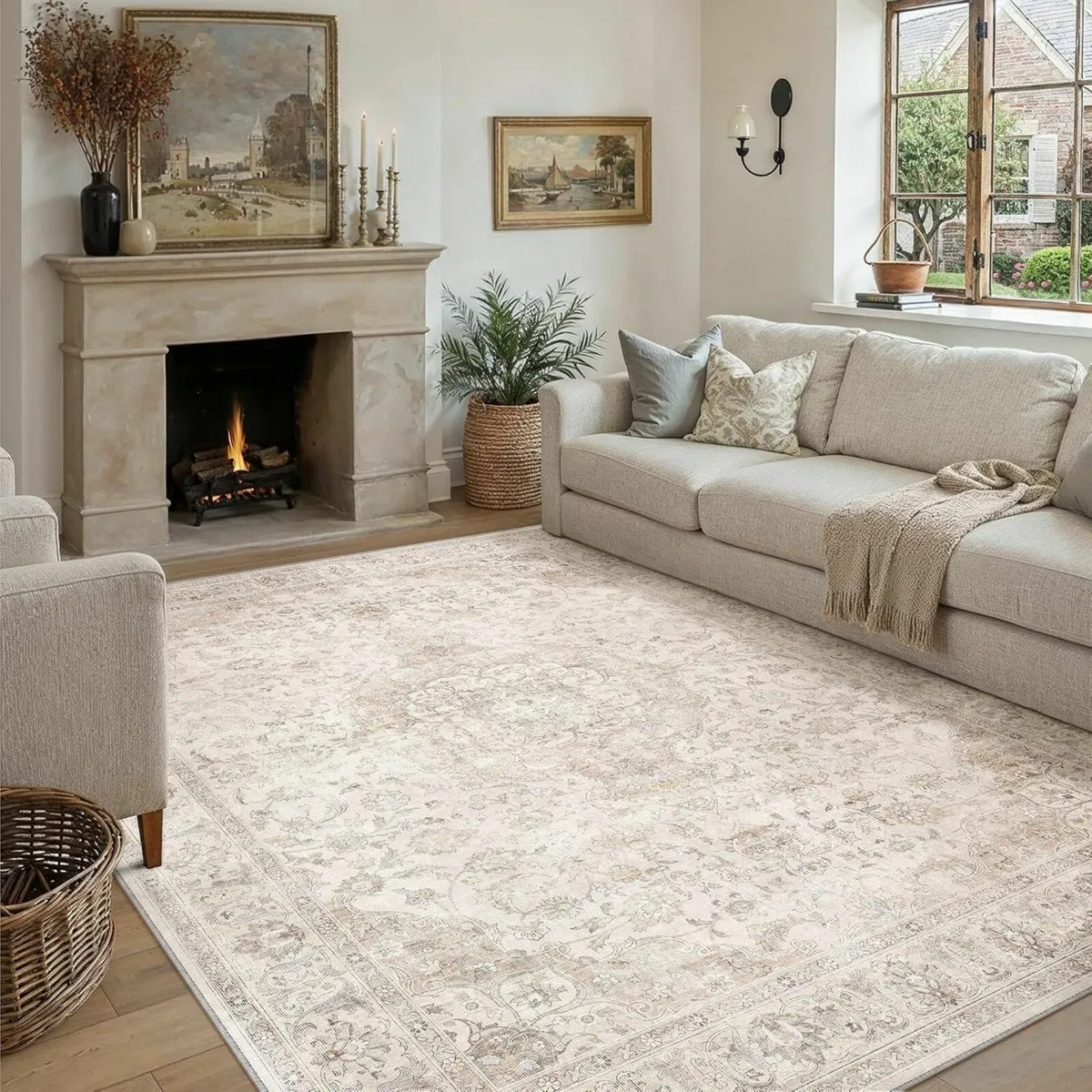 Beige Rugs Living Room 240x300cm Vintage Machine - Image 4