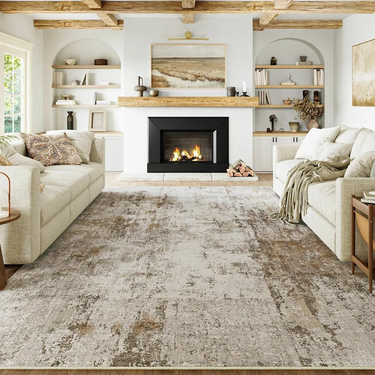 Washable Rugs Living Room Rug 240x300cm Grey - Image 1