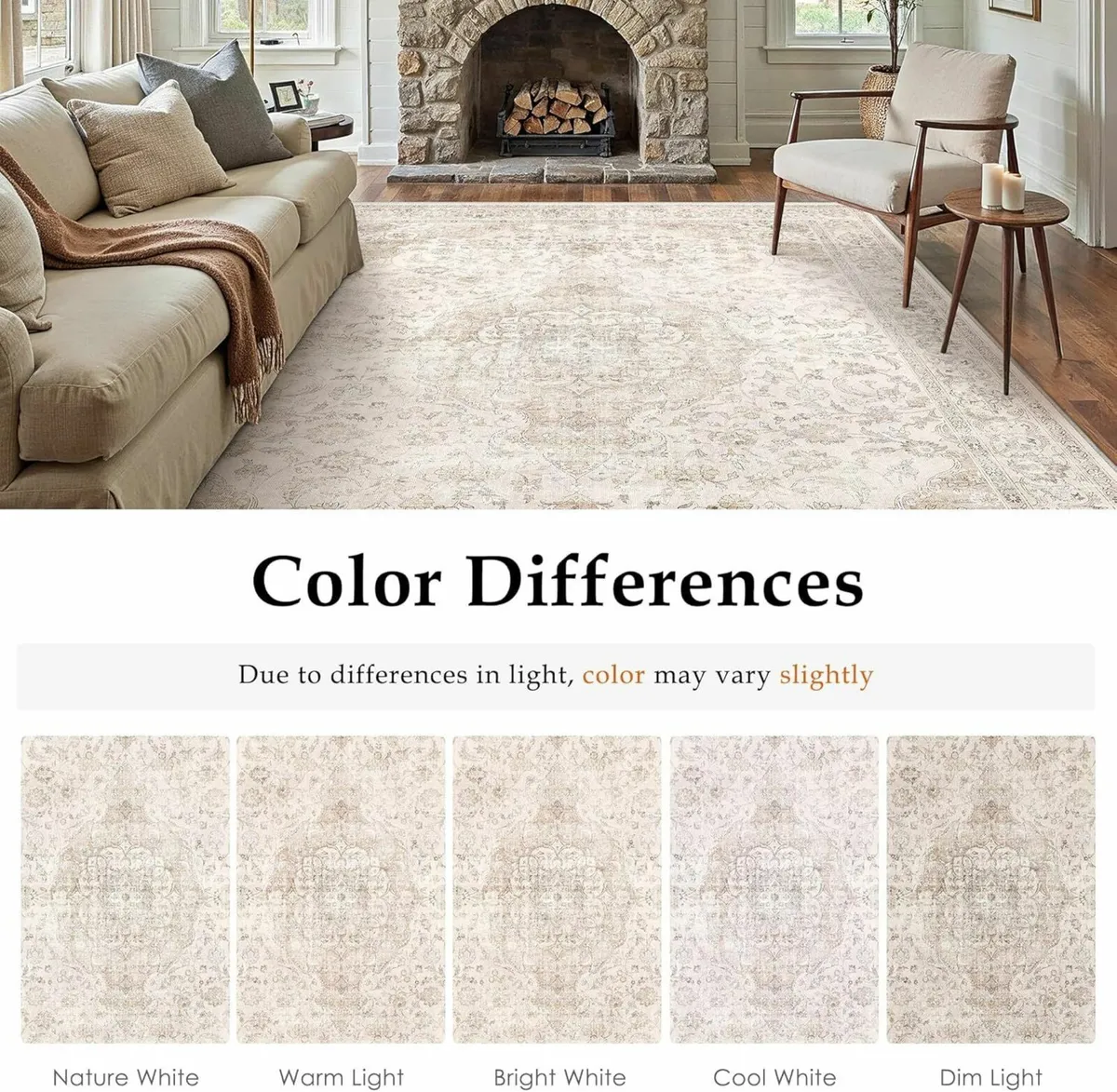 Beige Rugs Living Room 240x300cm Vintage Machine - Image 2