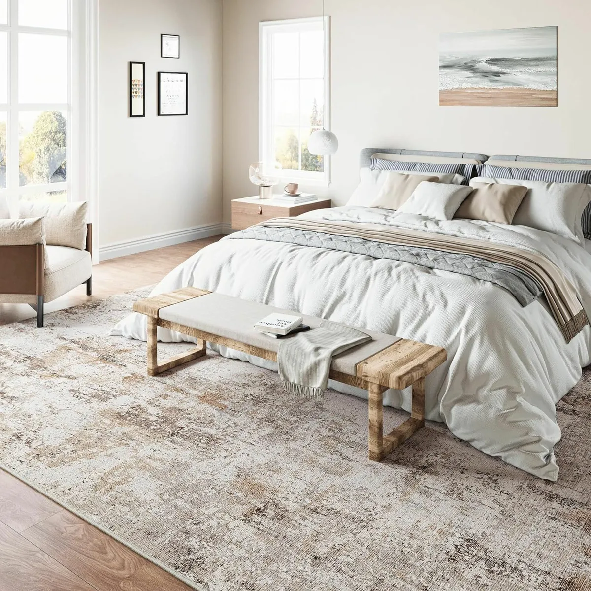 Washable Rugs Living Room Rug 240x300cm Grey - Image 3