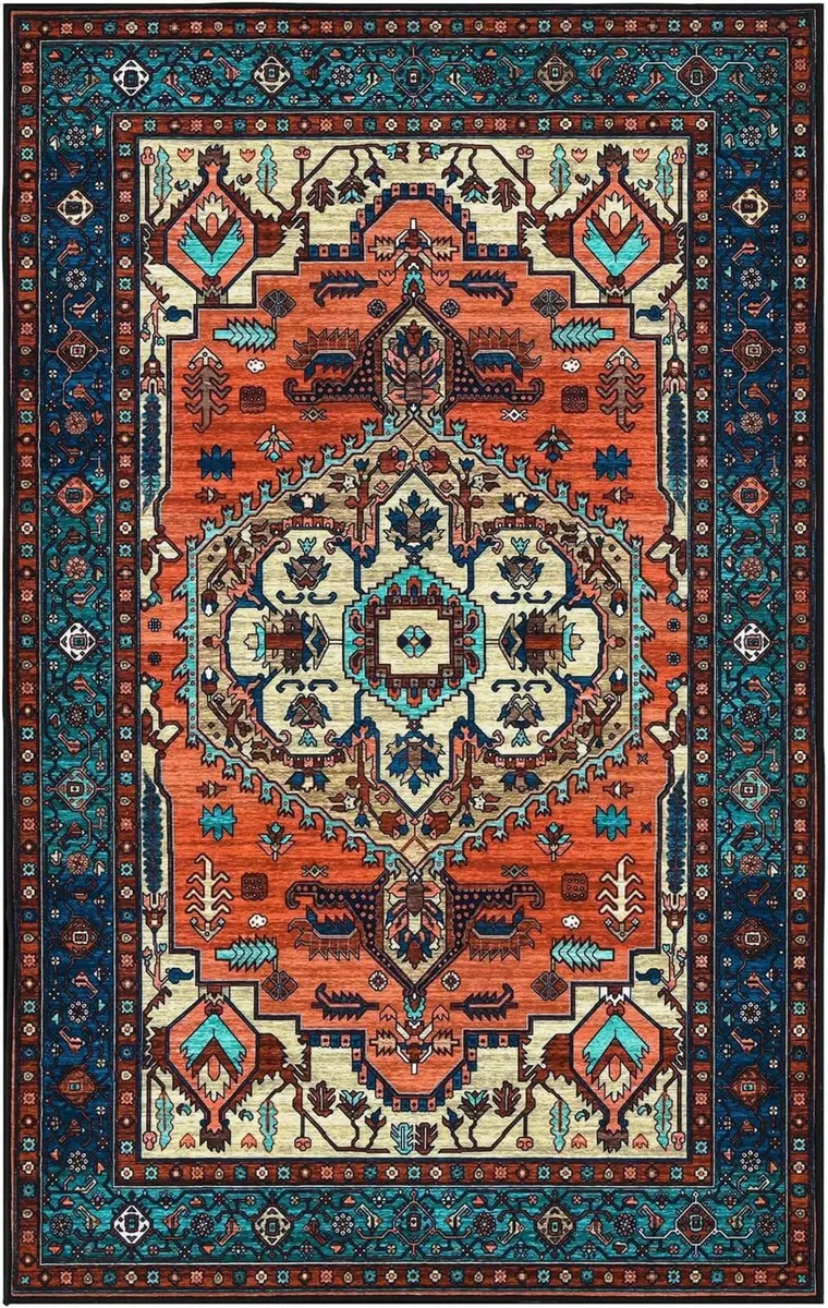 Guchuang Washable Rugs Living Room Area Terracotta - Image 4