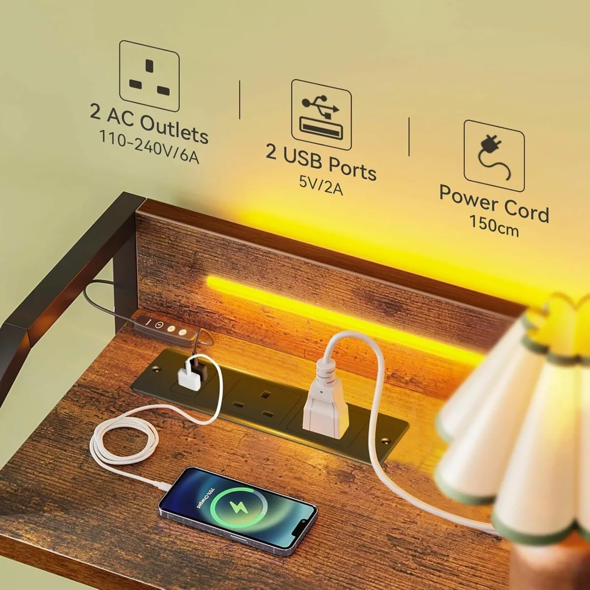 Chest of Drawers Bedroom with LED Light trip 10 - Image 3