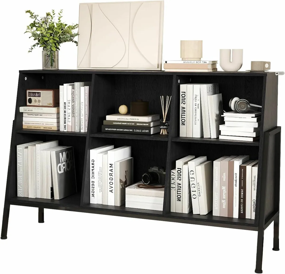 Bookcase Wooden Standing Open Bookshelf with - Image 1