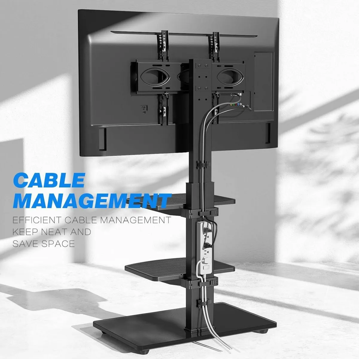 Freestanding Swivel Floor TV Stand Tall Unit for - Image 2
