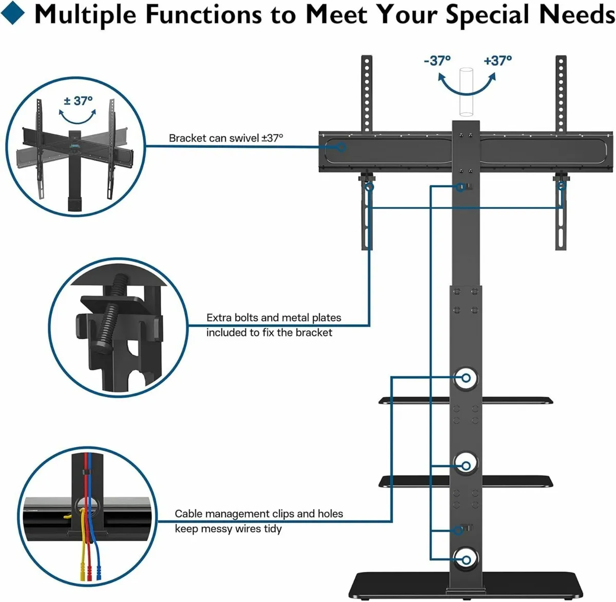 Universal Floor TV Stand for 30–70 Inch TVs - Image 3