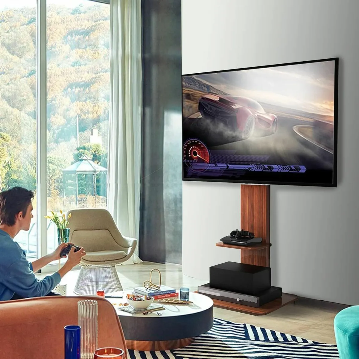 Floor TV Stand Wood Universal Mount for 32-65 - Image 3