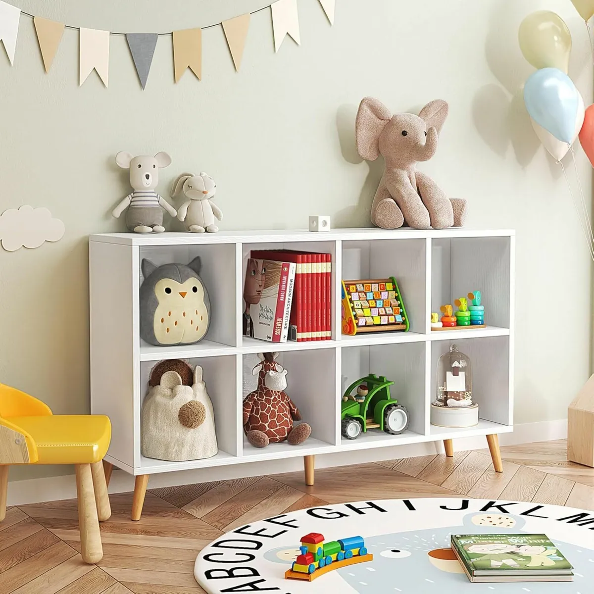 8-Cube Bookshelf 2 Tier Modern Bookcase with Legs - Image 2