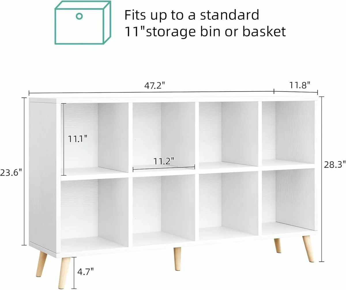 8-Cube Bookshelf 2 Tier Modern Bookcase with Legs - Image 3