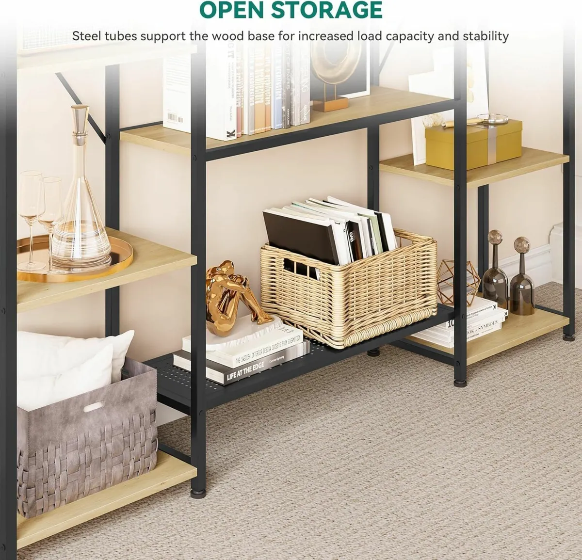 Bookcase Industrial Book shelf with 13 Shelves - Image 4