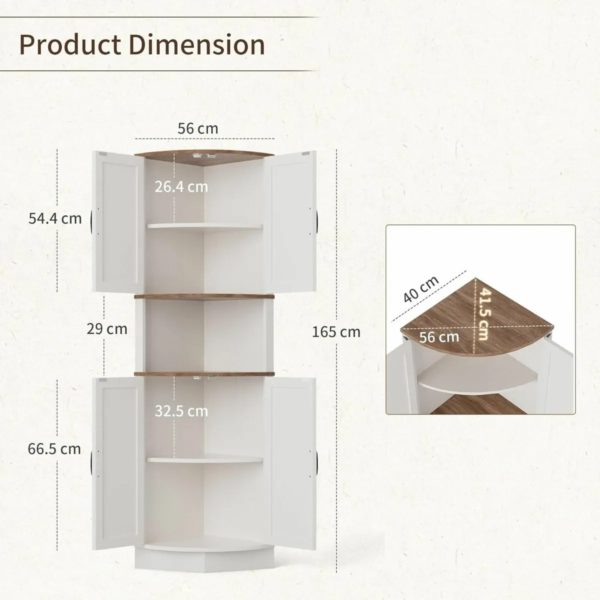 165cm Tall Corner Storage Cabinet with Barn Doors - Image 2