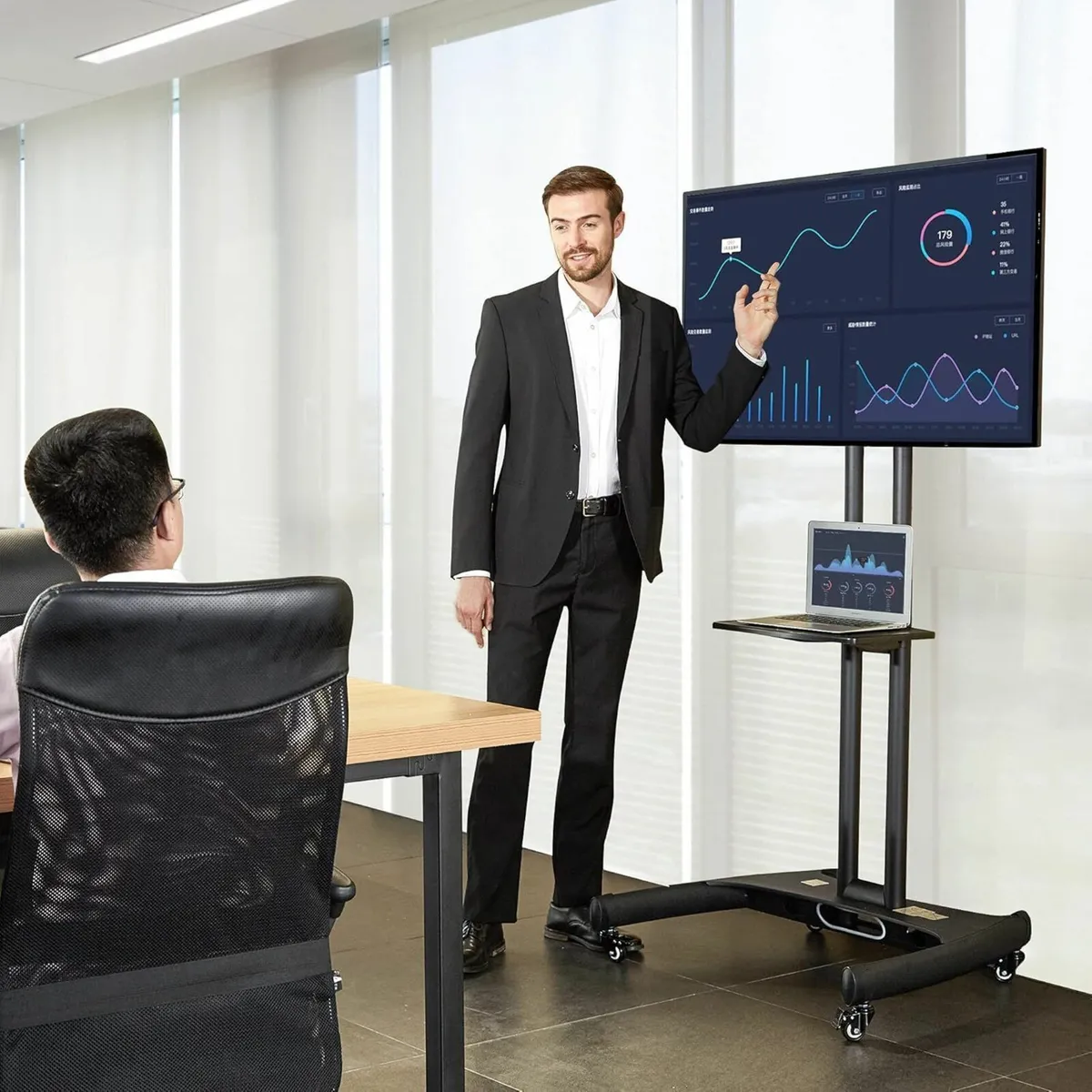 Mobile TV Cart on Wheels for 32'' to 75 inch LCD - Image 3