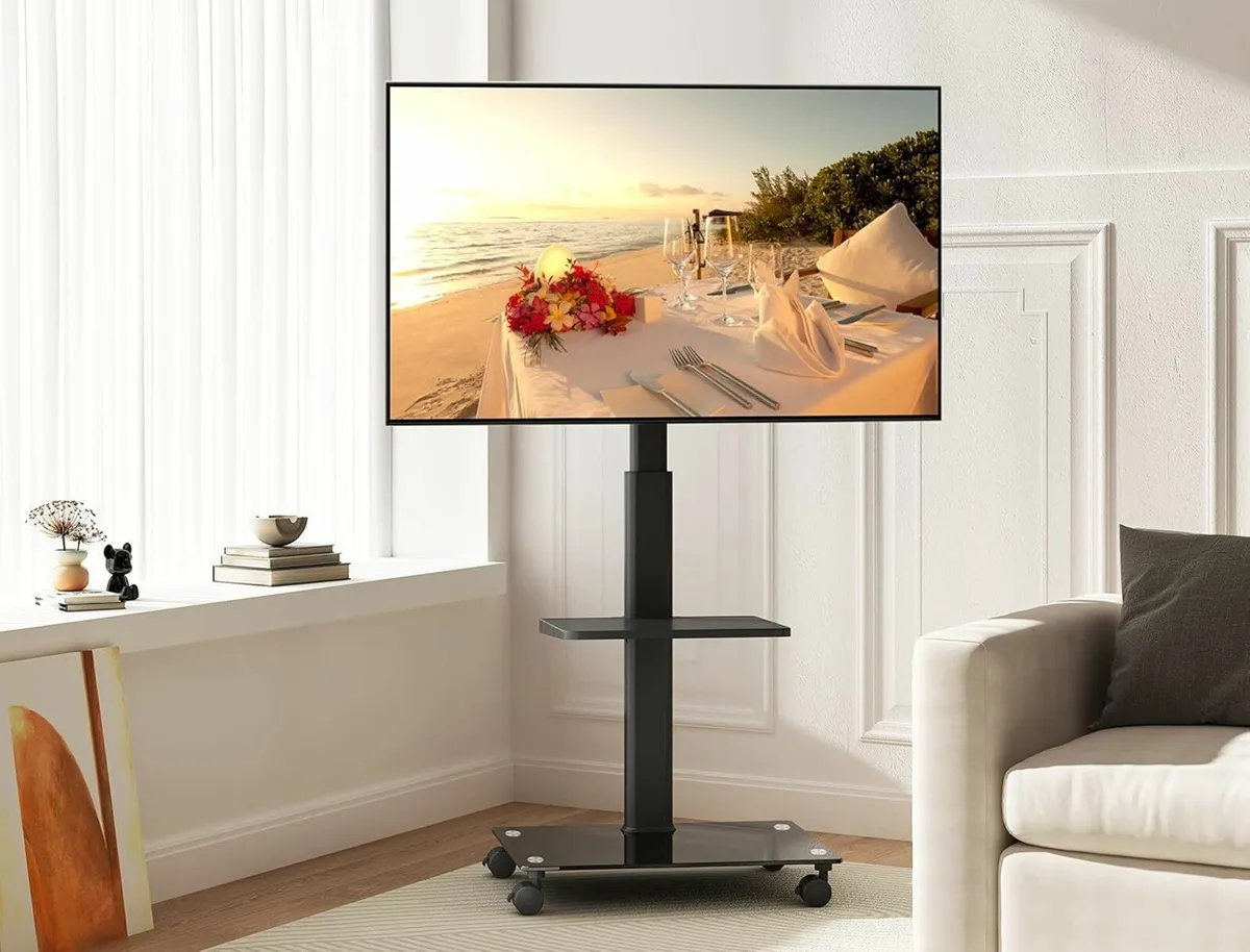 TV Stand on Wheels for 32 to 60 Inch Swivel - Image 2