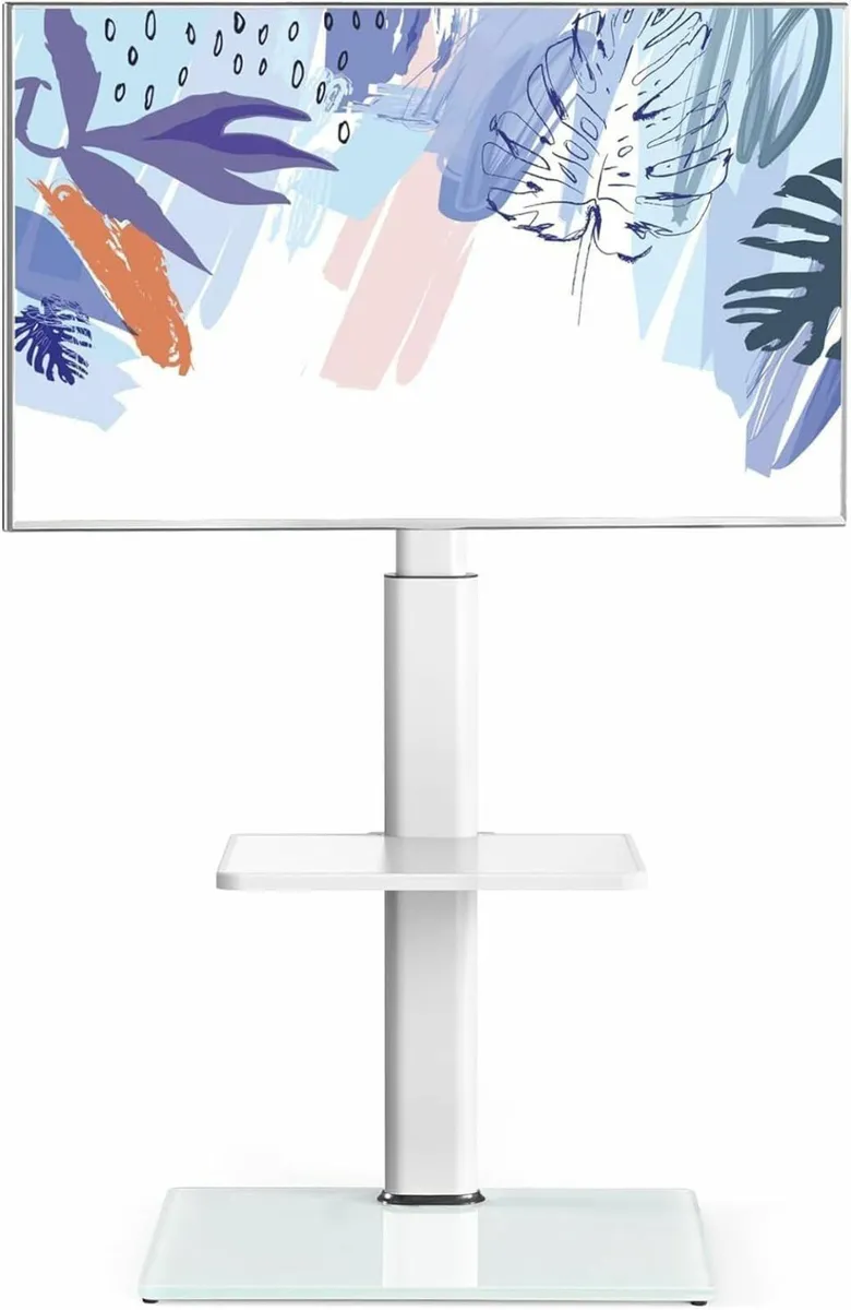 White TV Floor Stand for 32 to 60 inch TVs - Image 1