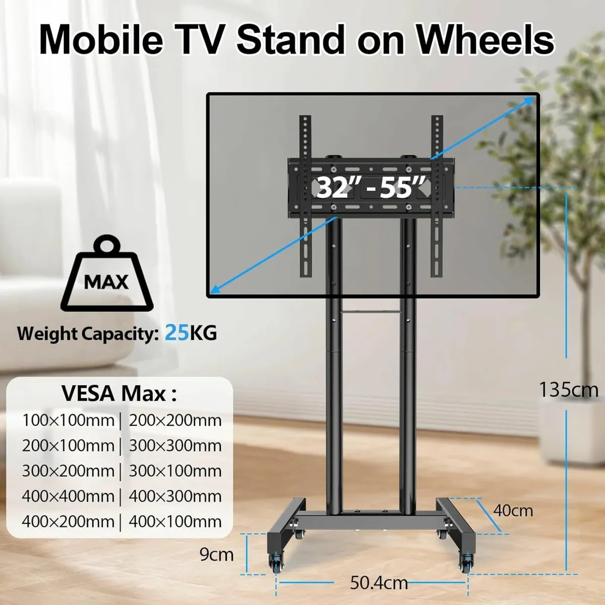 Mobile TV Cart for 32-55 Inch Flat Curved - Image 2