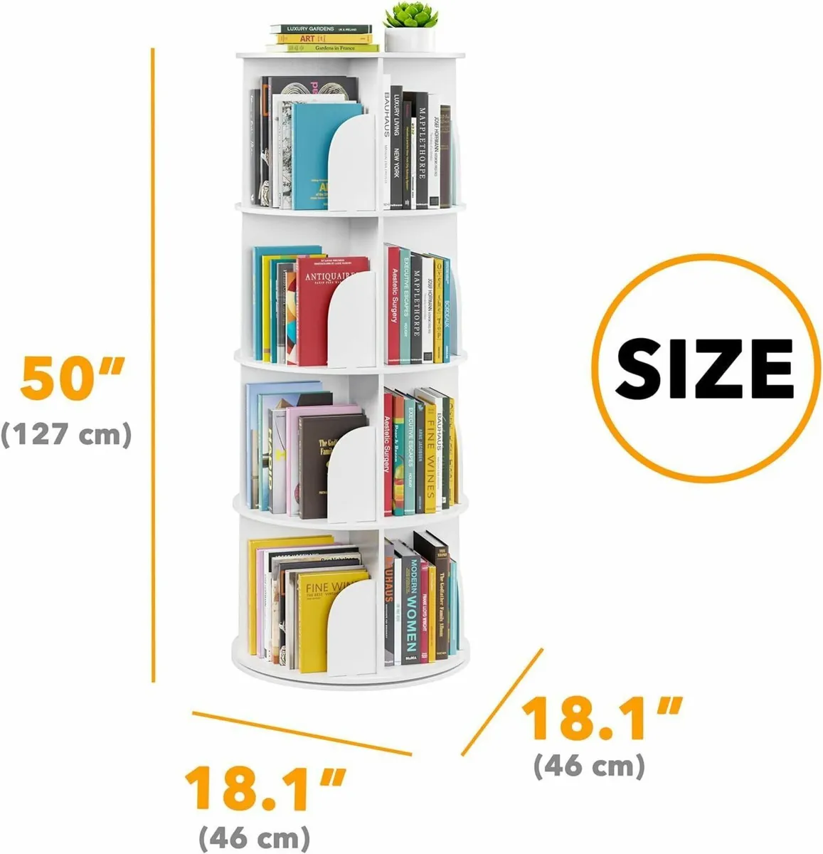 4-Tier Rotating Bookshelf Tower Spinning Lazy - Image 2