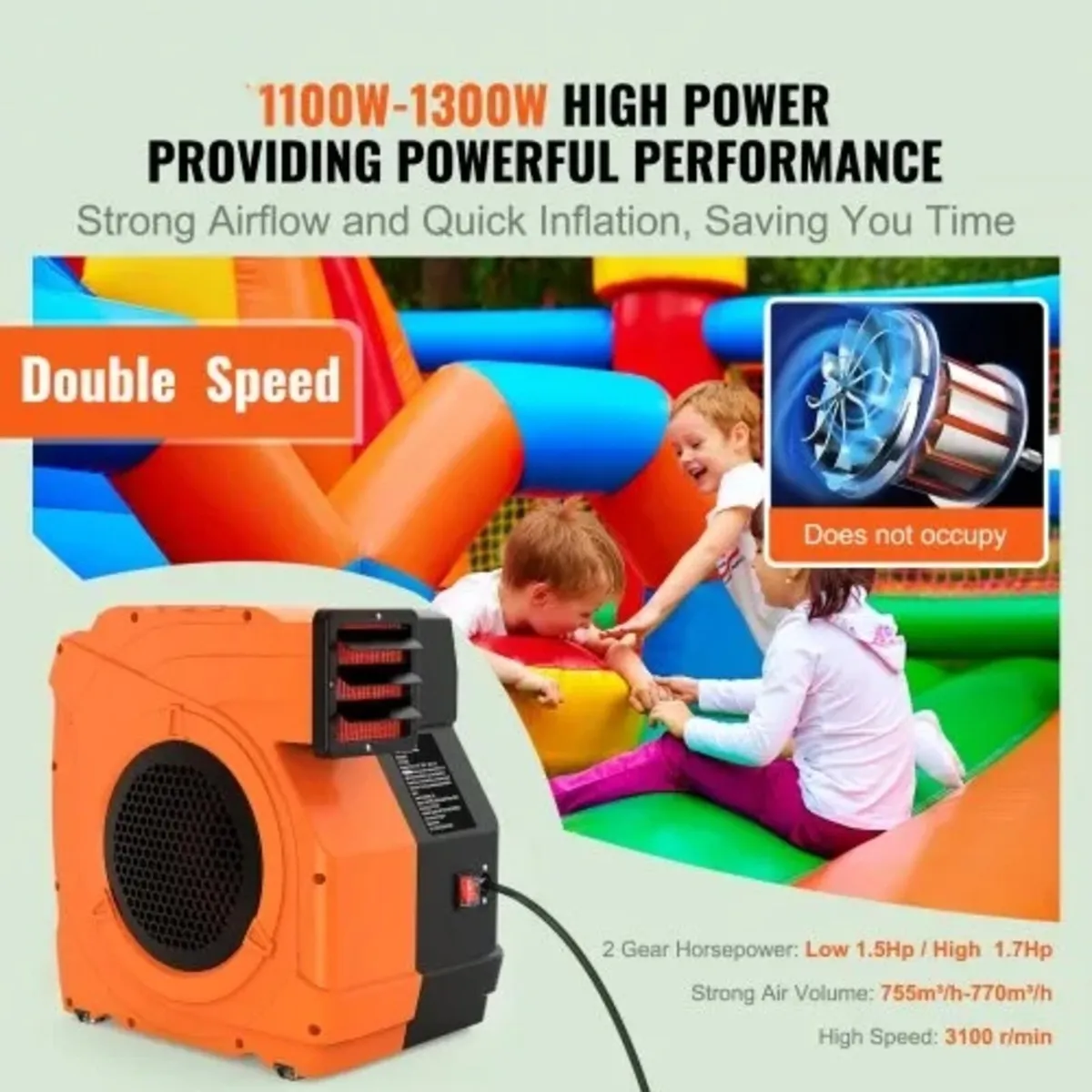 Inflatable Blower, 1100W, 1.5 & 1.7 HP Bounce Hous - Image 2