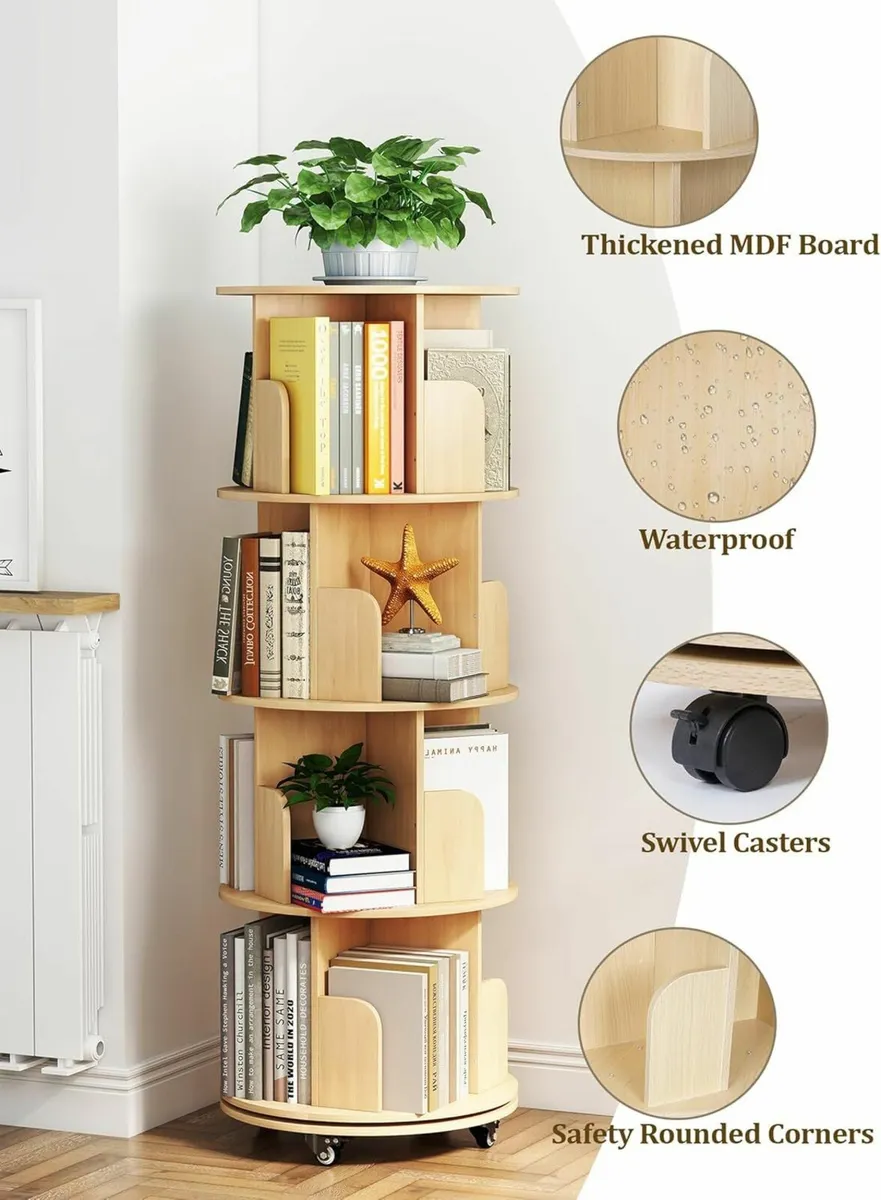 4-Tier 360degrees Removable Rotating Bookshelf - Image 4