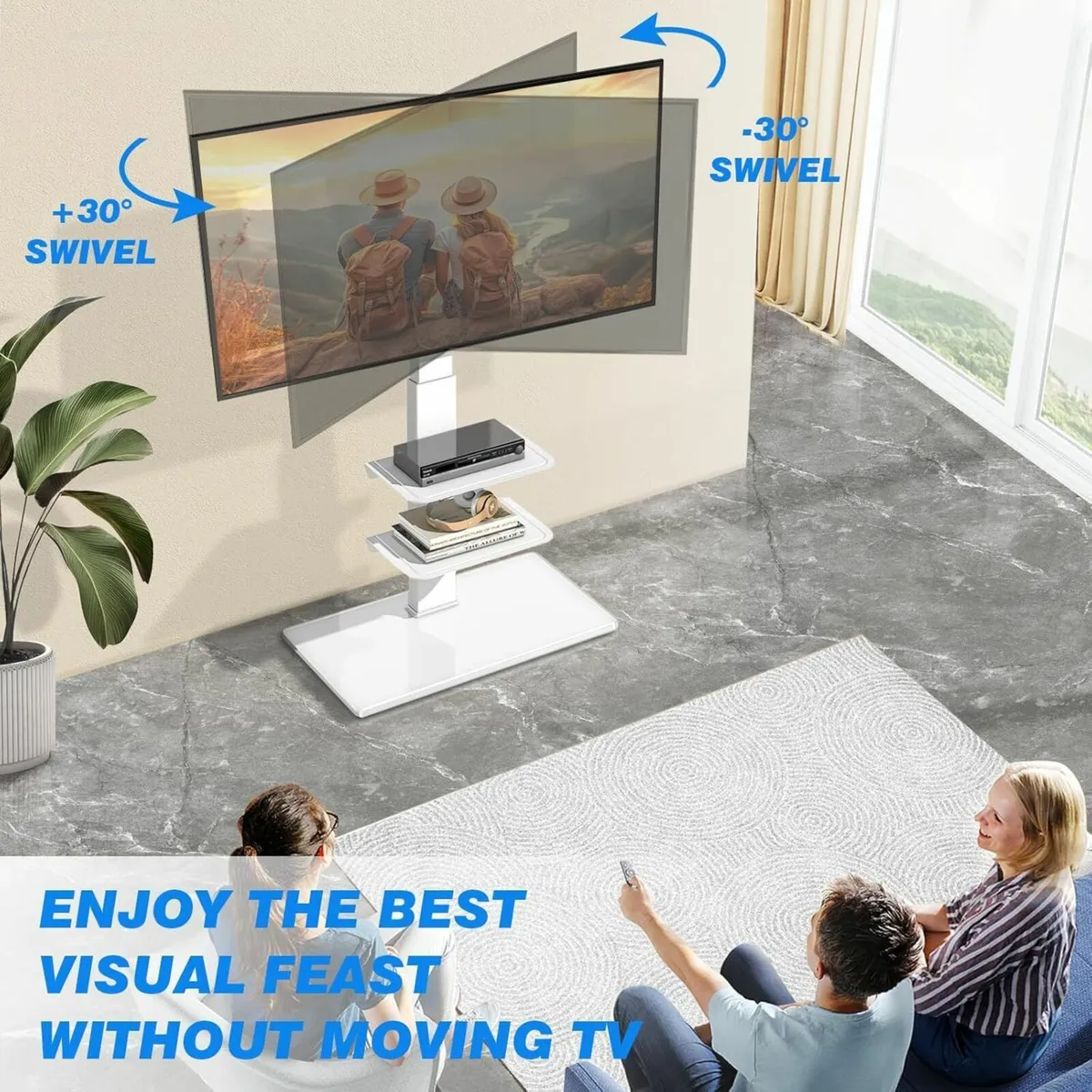 TV Floor Stand with tempered glass base for 32-70 - Image 3