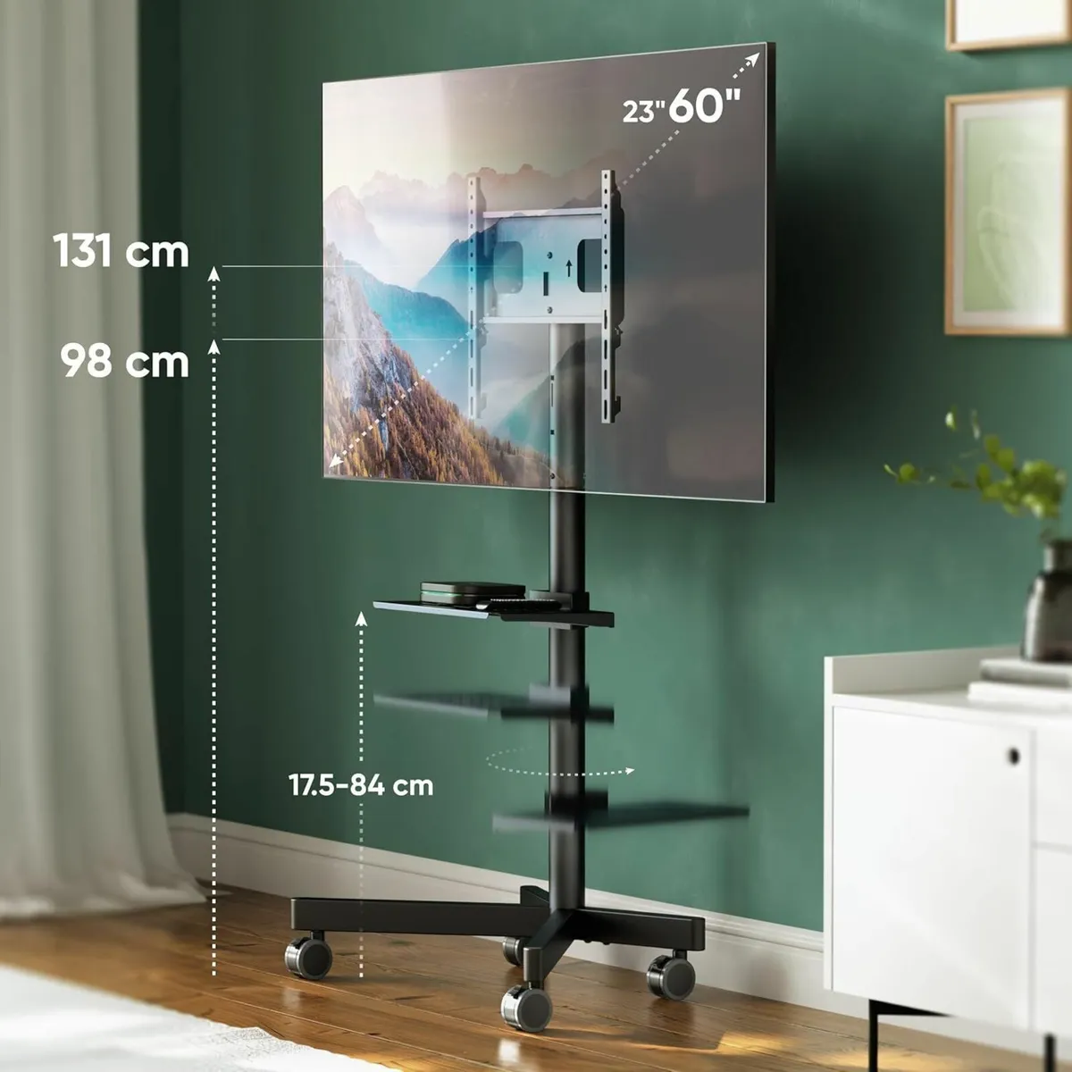 Mobile TV Stand on Wheels for 23-60 Inch Screens - Image 3