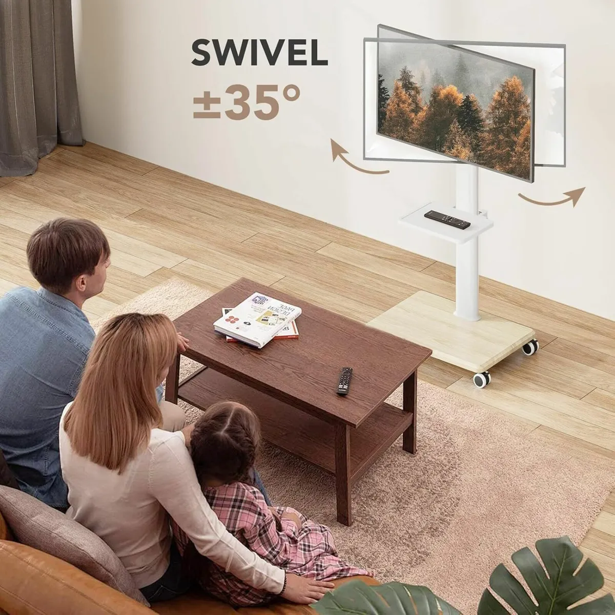 Universal Floor TV Stand Portable Rolling Mount - Image 2