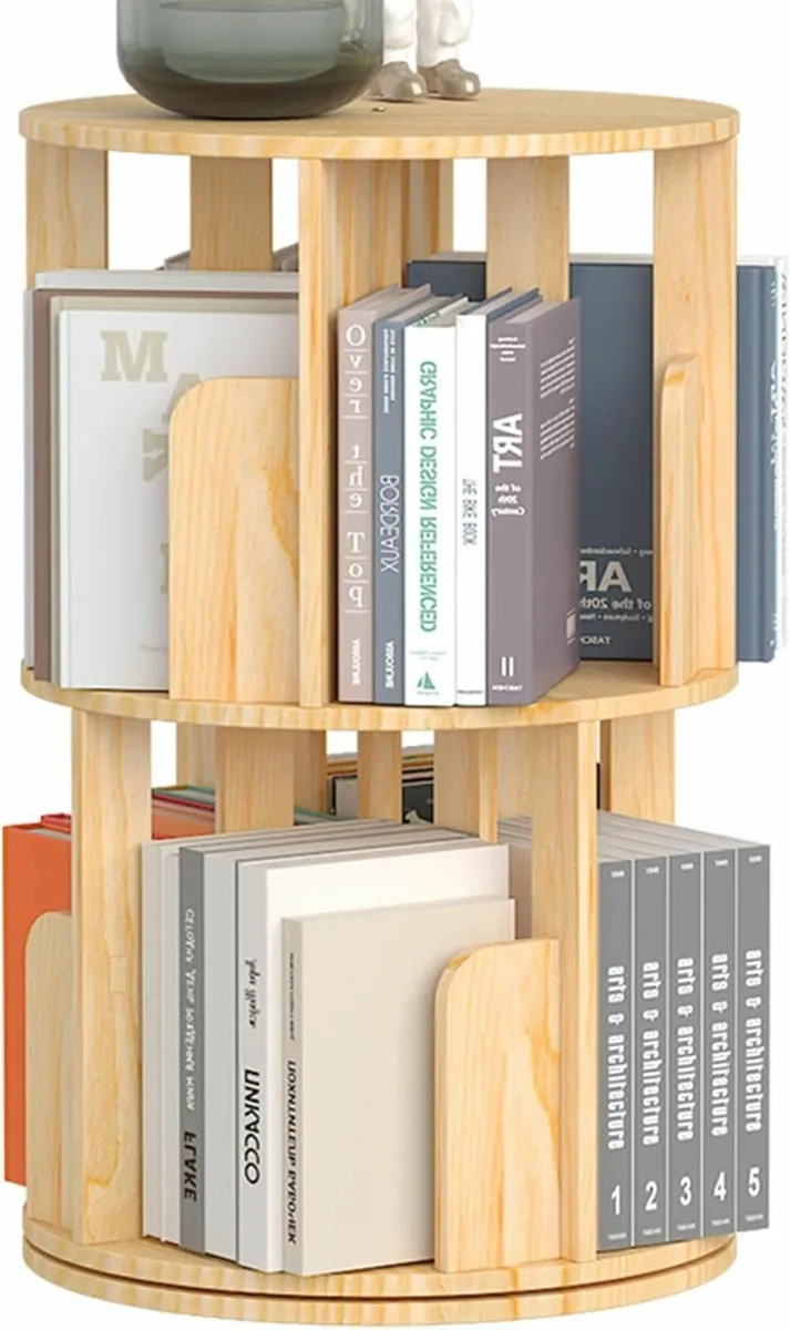 Rotating Bookshelf 2 Tier Floor Standing Bookcase - Image 1
