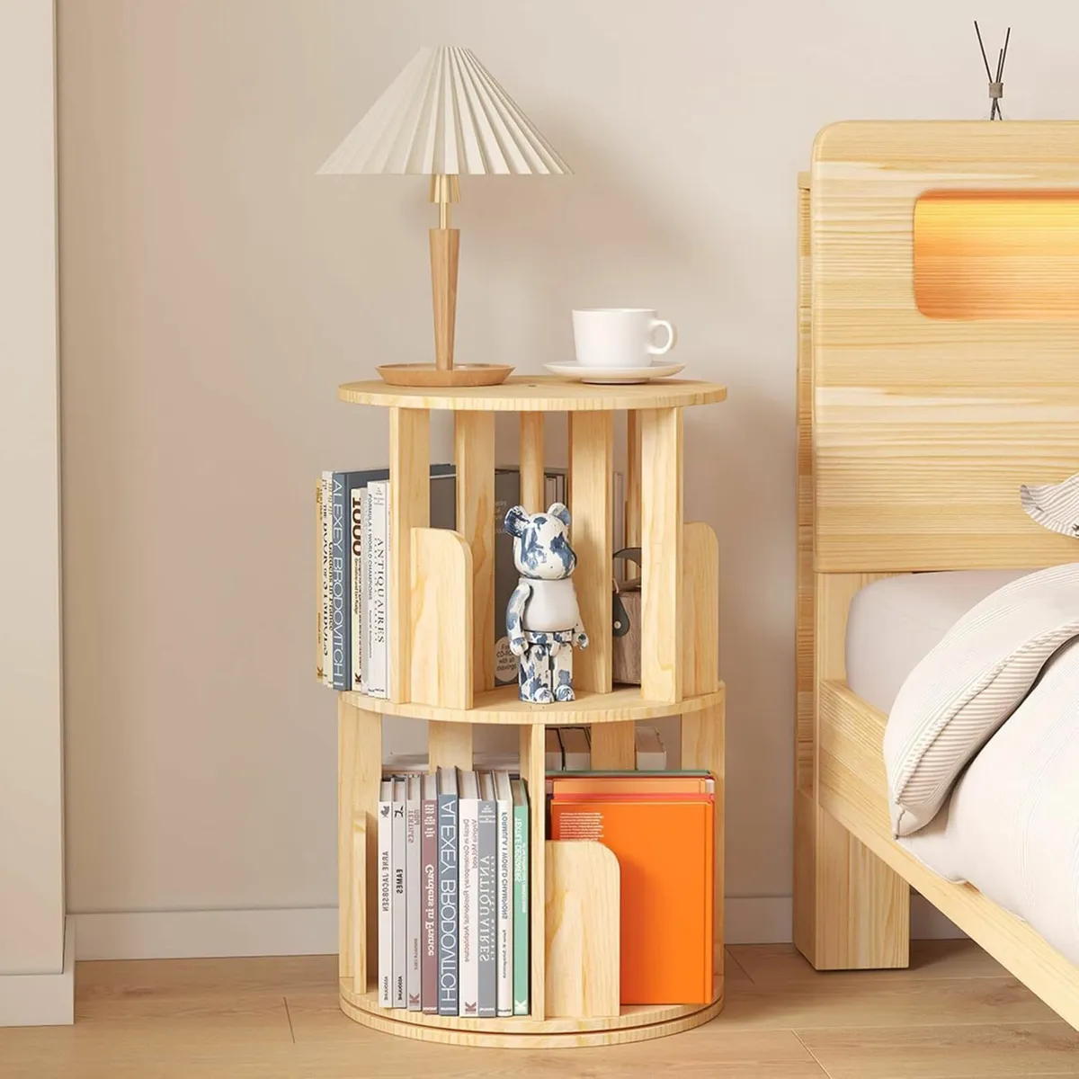 Rotating Bookshelf 2 Tier Floor Standing Bookcase - Image 2