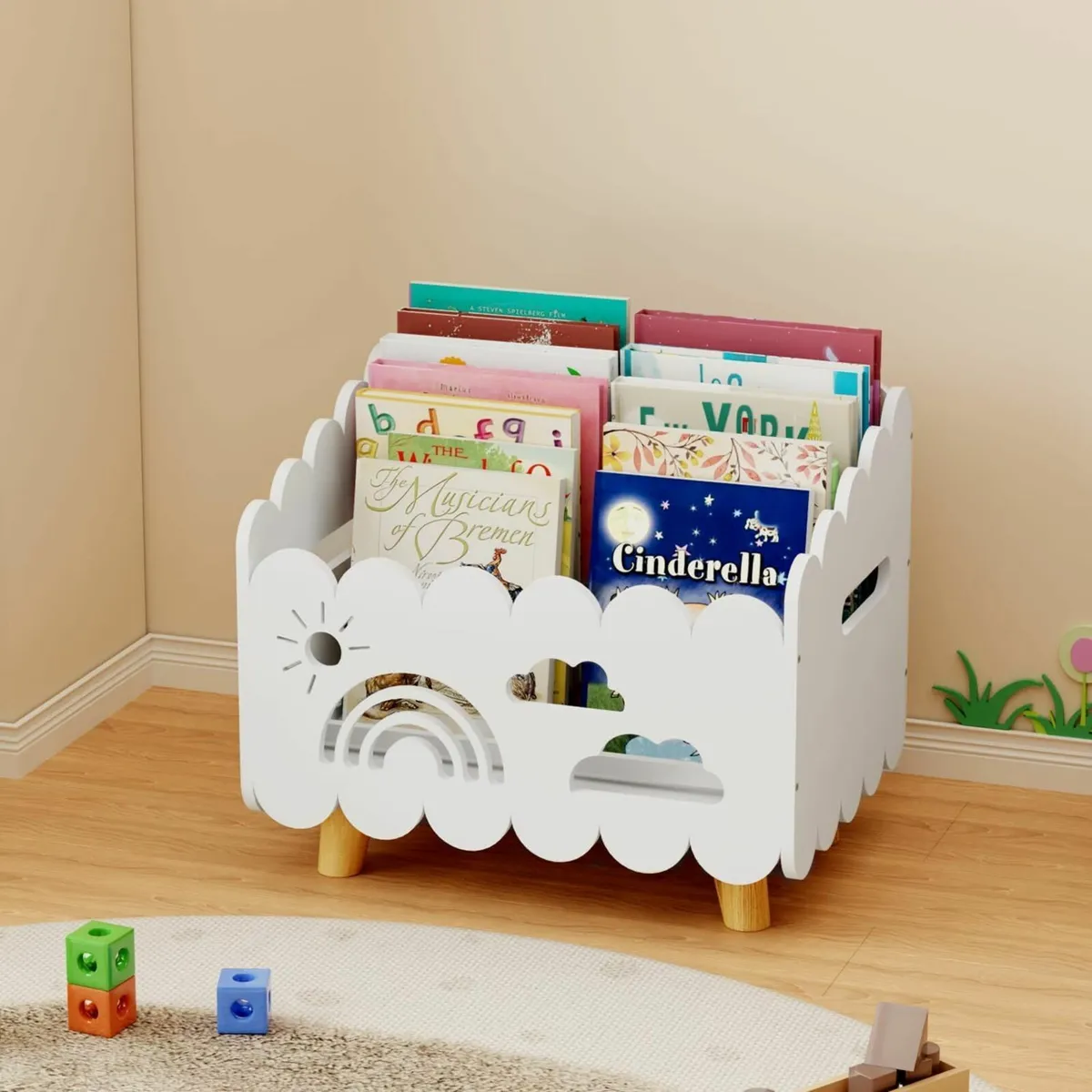 Wood Kids Bookshelf Montessori with 2 Adjustable - Image 1