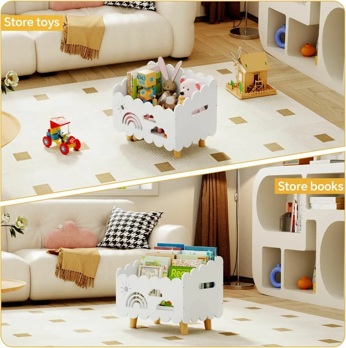 Wood Kids Bookshelf Montessori with 2 Adjustable - Image 3