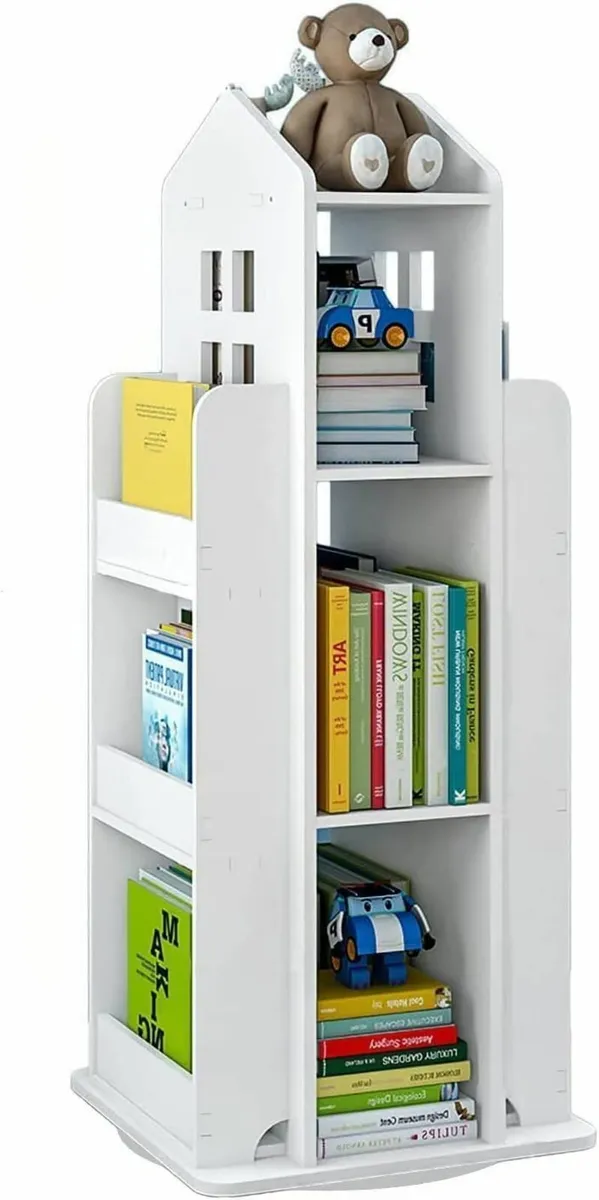 3-Tier Rotary Bookshelf Childrens Bookcases - Image 1