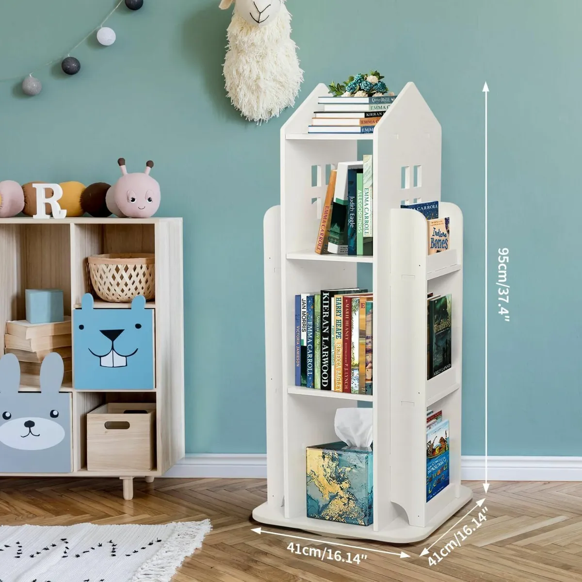 3-Tier Rotary Bookshelf Childrens Bookcases - Image 3