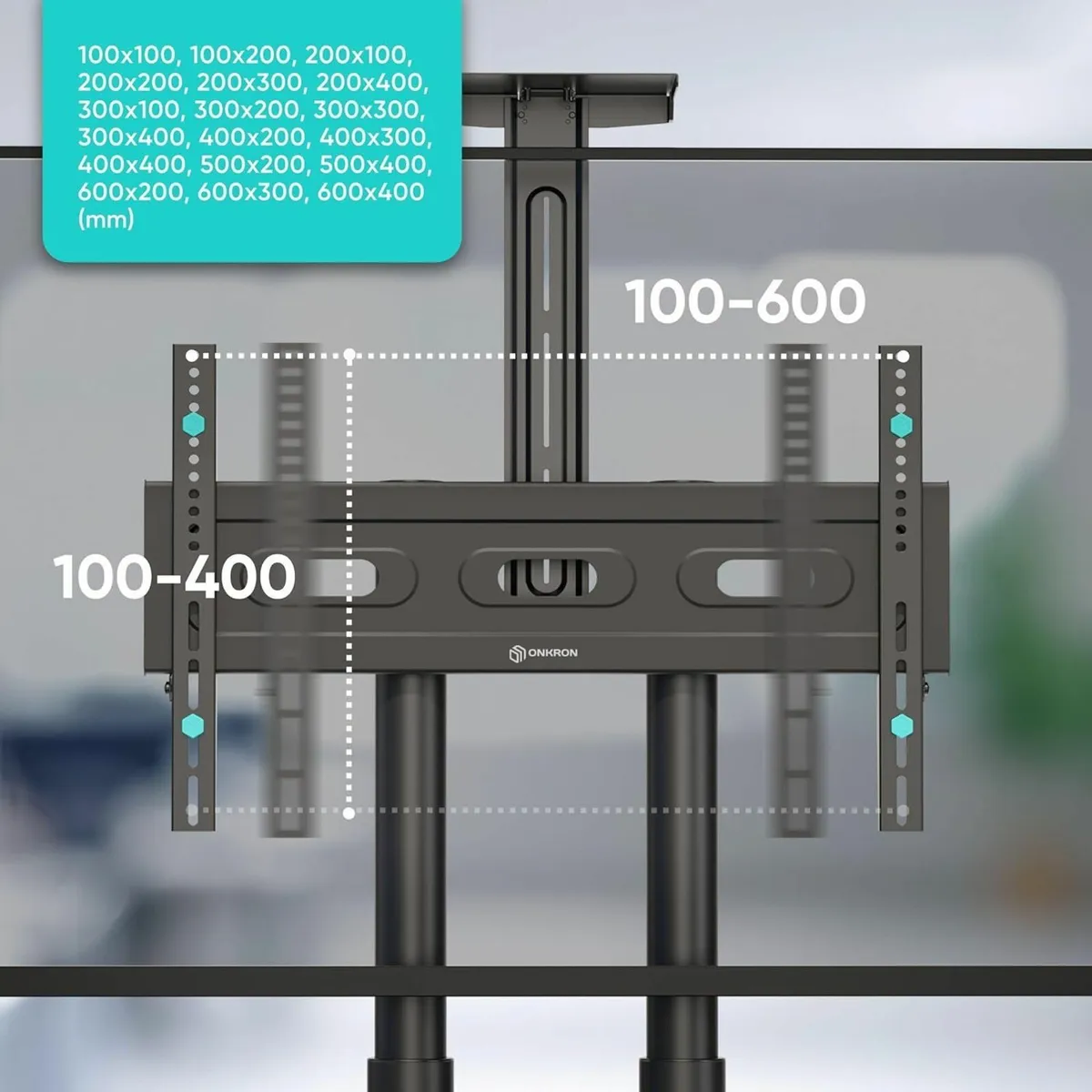 Mobile TV Stand on Wheels for 40-70 Screen - Image 4