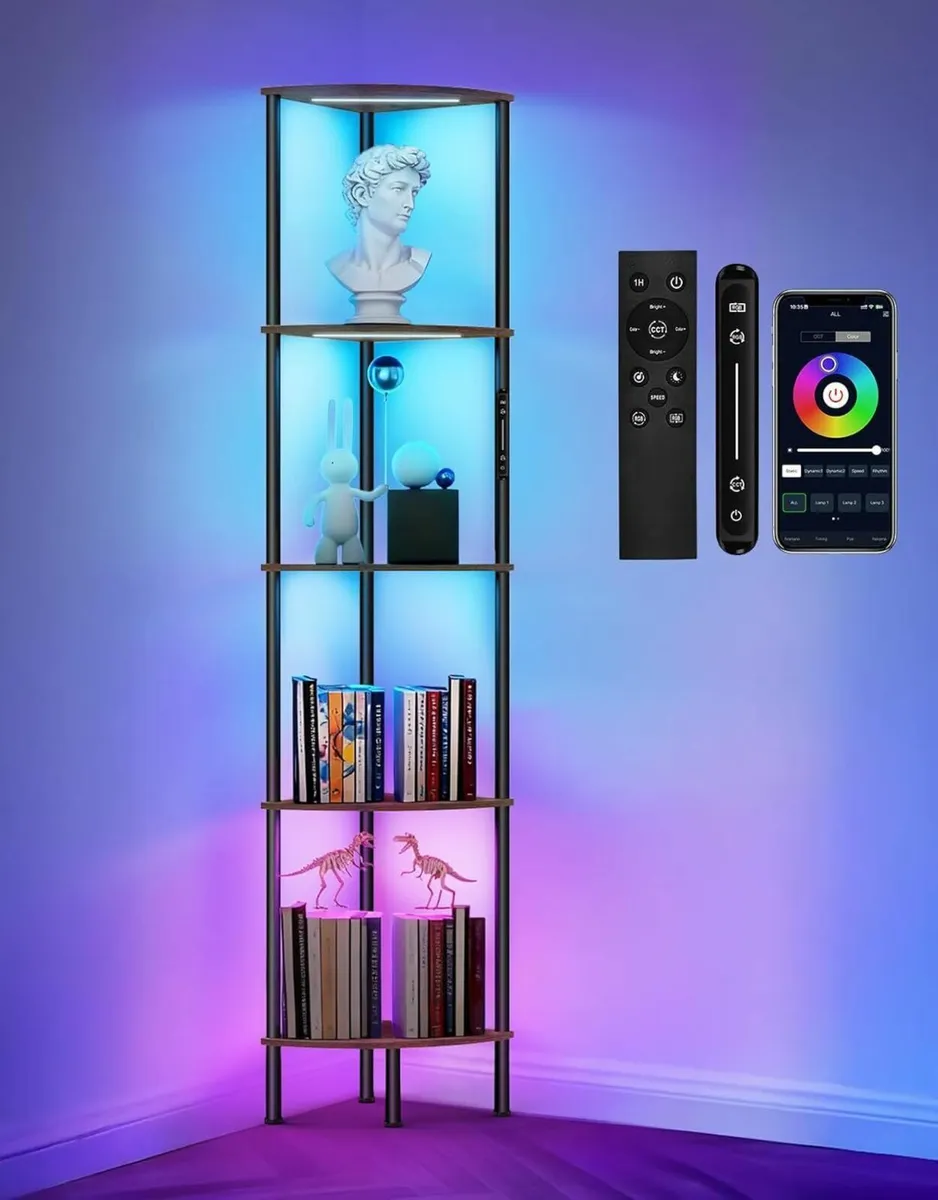 5 Tier Corner Shelf with RGB Lights Touch APP - Image 1