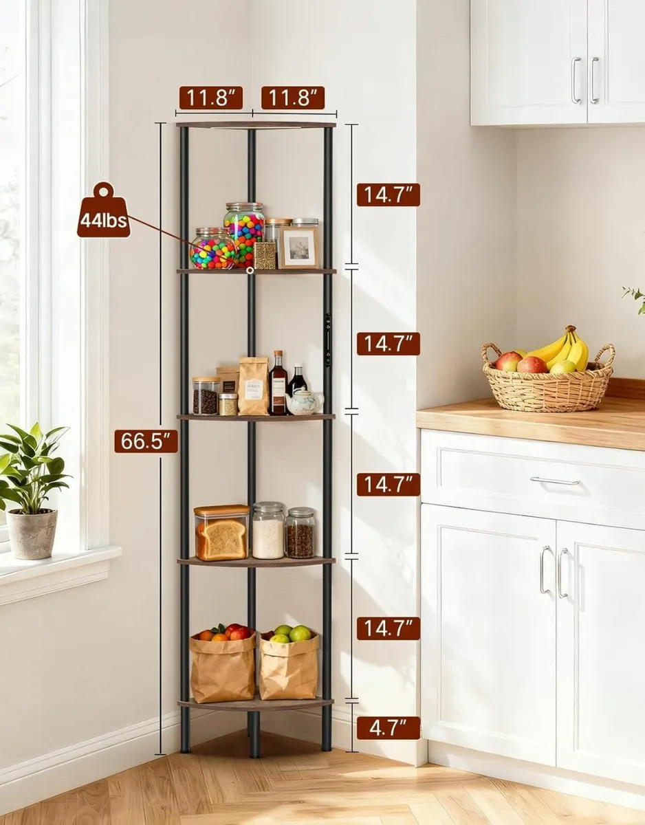 5 Tier Corner Shelf with RGB Lights Touch APP - Image 2