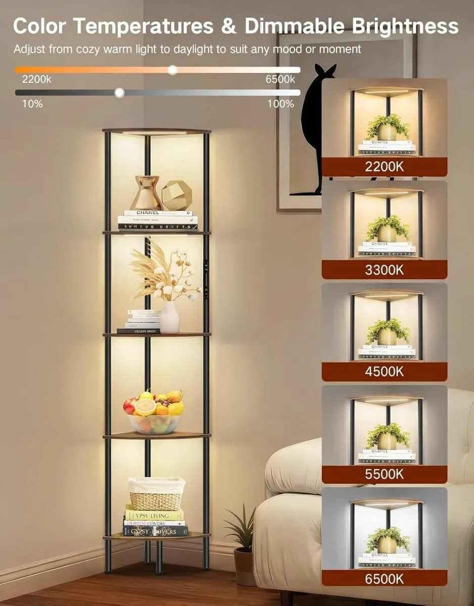 5 Tier Corner Shelf with RGB Lights Touch APP - Image 4