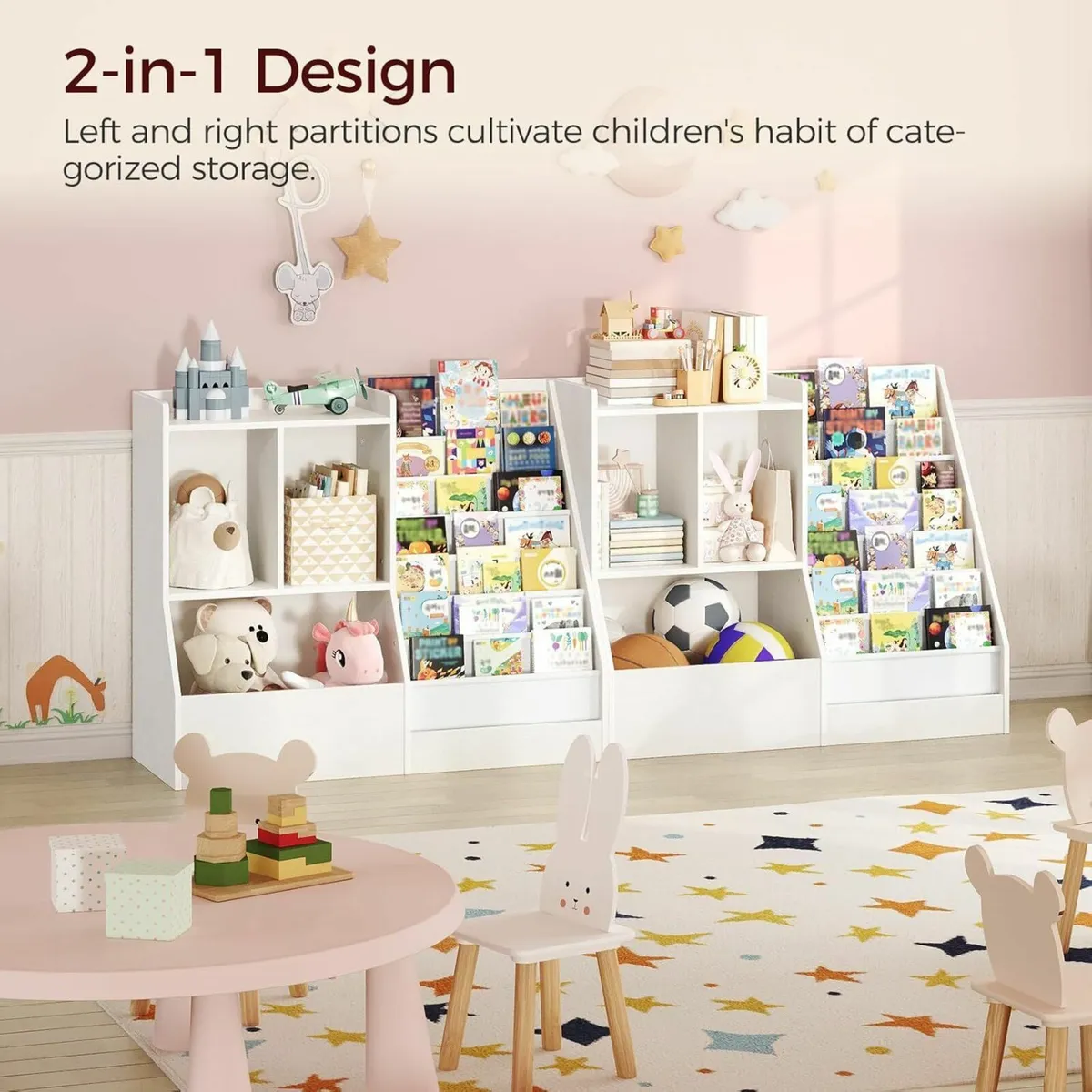 100 cm Kids Bookshelf and Toy Storage 7 Layer - Image 4