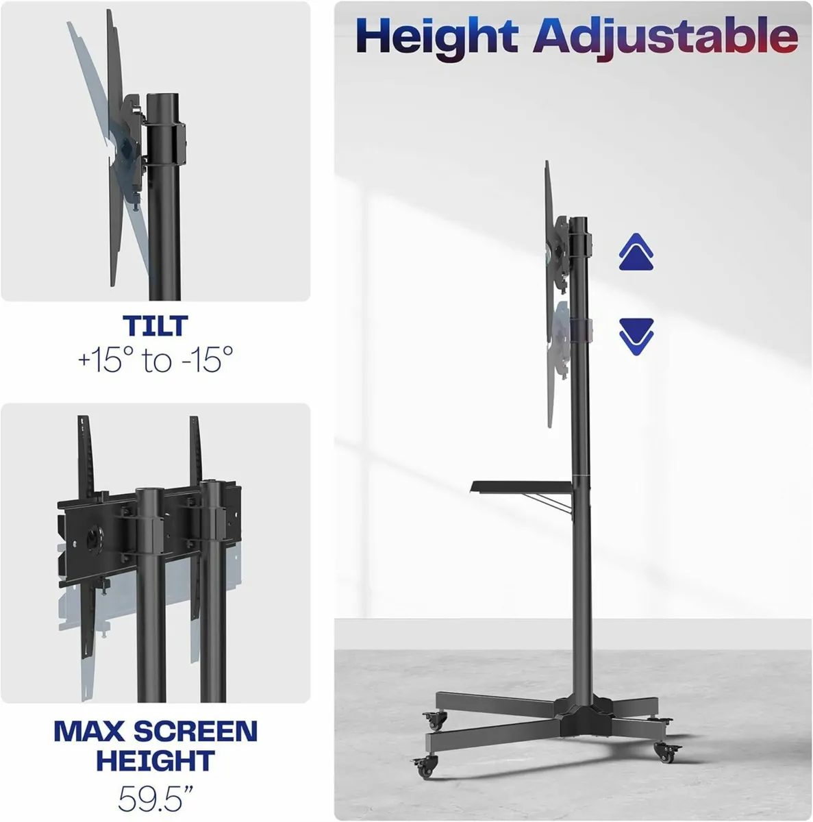 Mobile TV Cart for 32 to 83 inch Screens up 50kg - Image 3